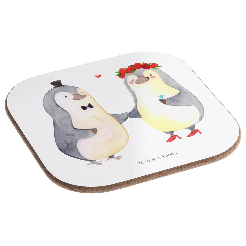 Square coaster Marriage penguin Coasters, breakfast, party, gifts, presents, gift, glass coasters, Wedding, marriage, gift idea wedding, wedding, penguin, guest gift, wedding gift, wedding day, penguins