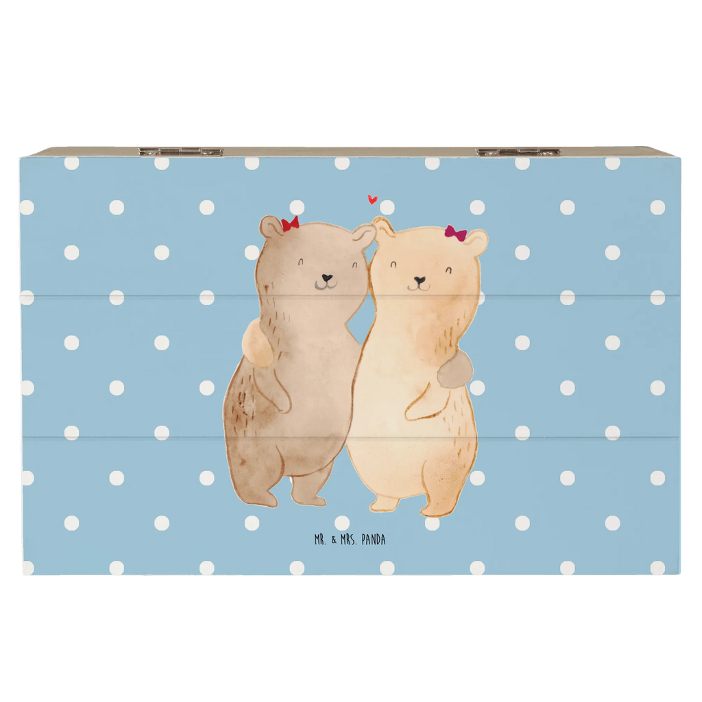 Holzkiste Bären Schwestern Holzkiste, Aufbewahrungsbox, Truhe, Schatulle, Schatzkiste, XXL, Geschenkdose, Geschenkbox, Erinnerungsbox, Kiste, Dekokiste, Erinnerungskiste, Familie, Vatertag, Muttertag, Bruder, Schwester, Mama, Papa, Oma, Opa