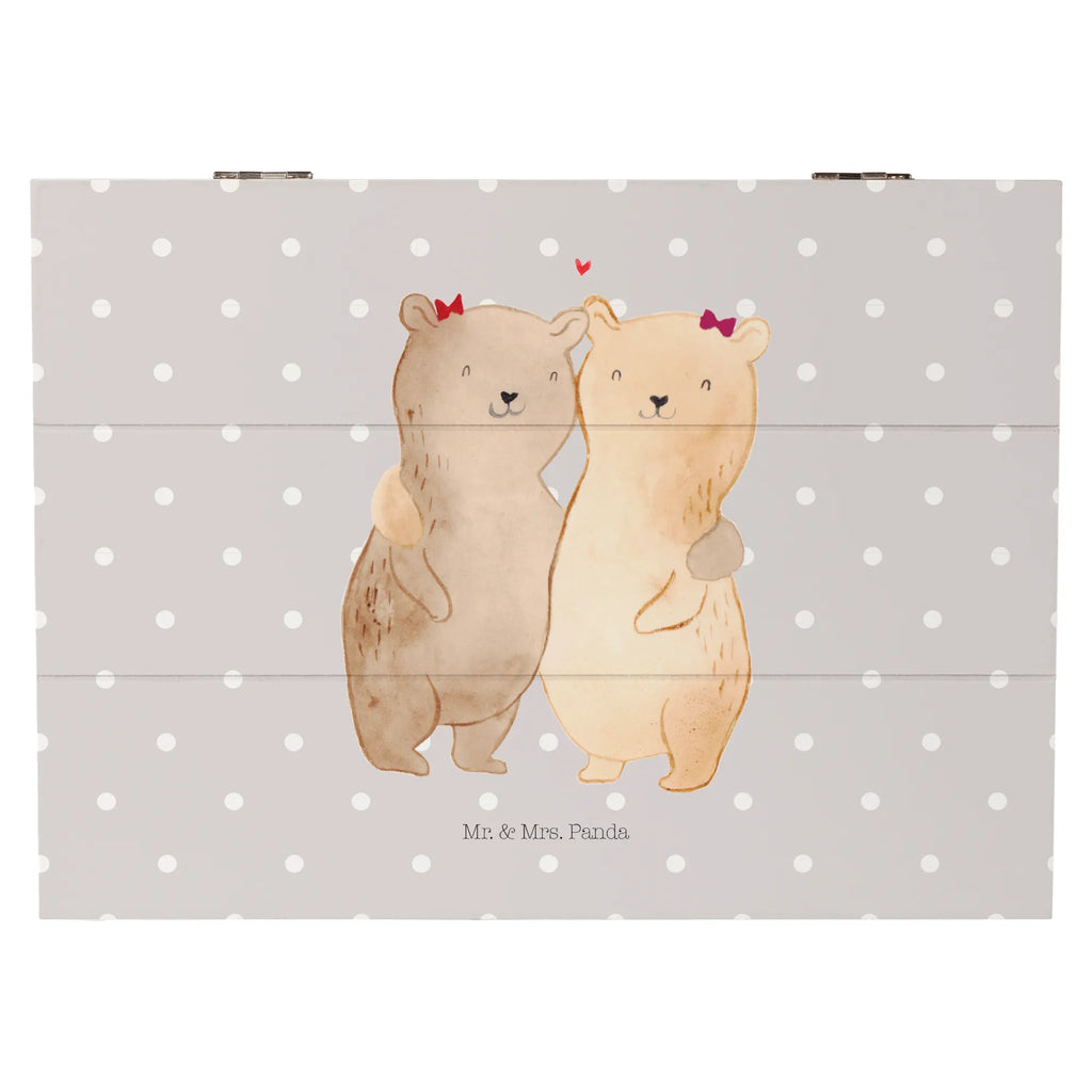 Holzkiste Bären Schwestern Holzkiste, Aufbewahrungsbox, Truhe, Schatulle, Schatzkiste, XXL, Geschenkdose, Geschenkbox, Erinnerungsbox, Kiste, Dekokiste, Erinnerungskiste, Familie, Vatertag, Muttertag, Bruder, Schwester, Mama, Papa, Oma, Opa