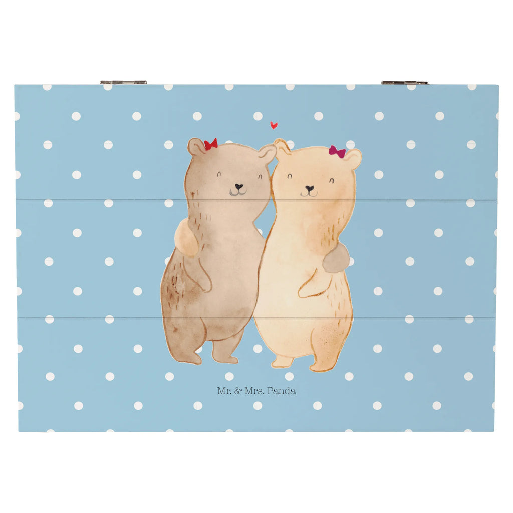 Holzkiste Bären Schwestern Holzkiste, Aufbewahrungsbox, Truhe, Schatulle, Schatzkiste, XXL, Geschenkdose, Geschenkbox, Erinnerungsbox, Kiste, Dekokiste, Erinnerungskiste, Familie, Vatertag, Muttertag, Bruder, Schwester, Mama, Papa, Oma, Opa