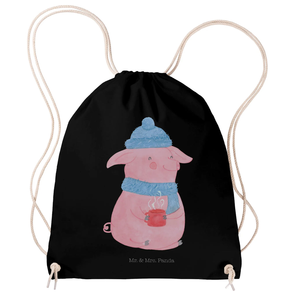 Drawstring bag piggy Mulled wine hipster, bag, gym bag, sports bag, carrier bag, jute bag, Winter, Christmas, Christmas time, snow, mulled wine, saying, Christmas market, drunk