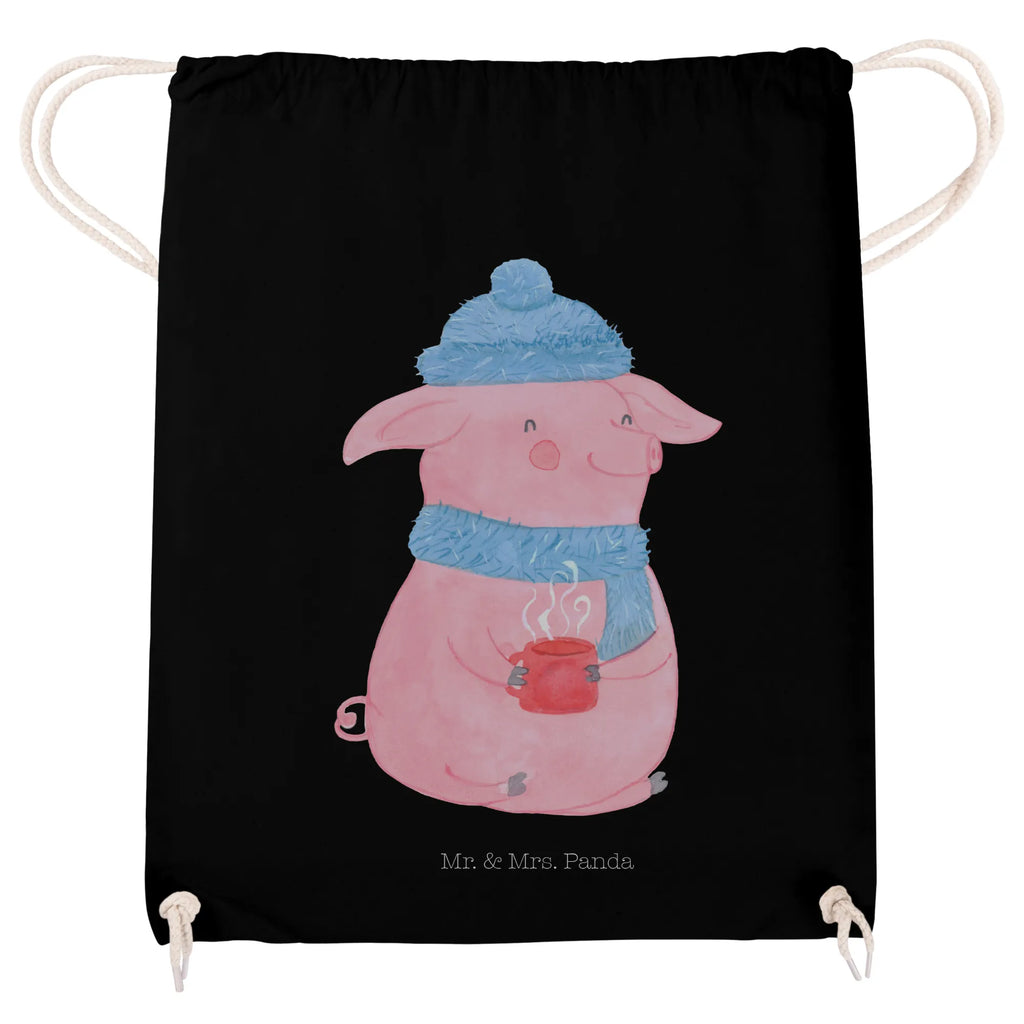 Drawstring bag piggy Mulled wine hipster, bag, gym bag, sports bag, carrier bag, jute bag, Winter, Christmas, Christmas time, snow, mulled wine, saying, Christmas market, drunk