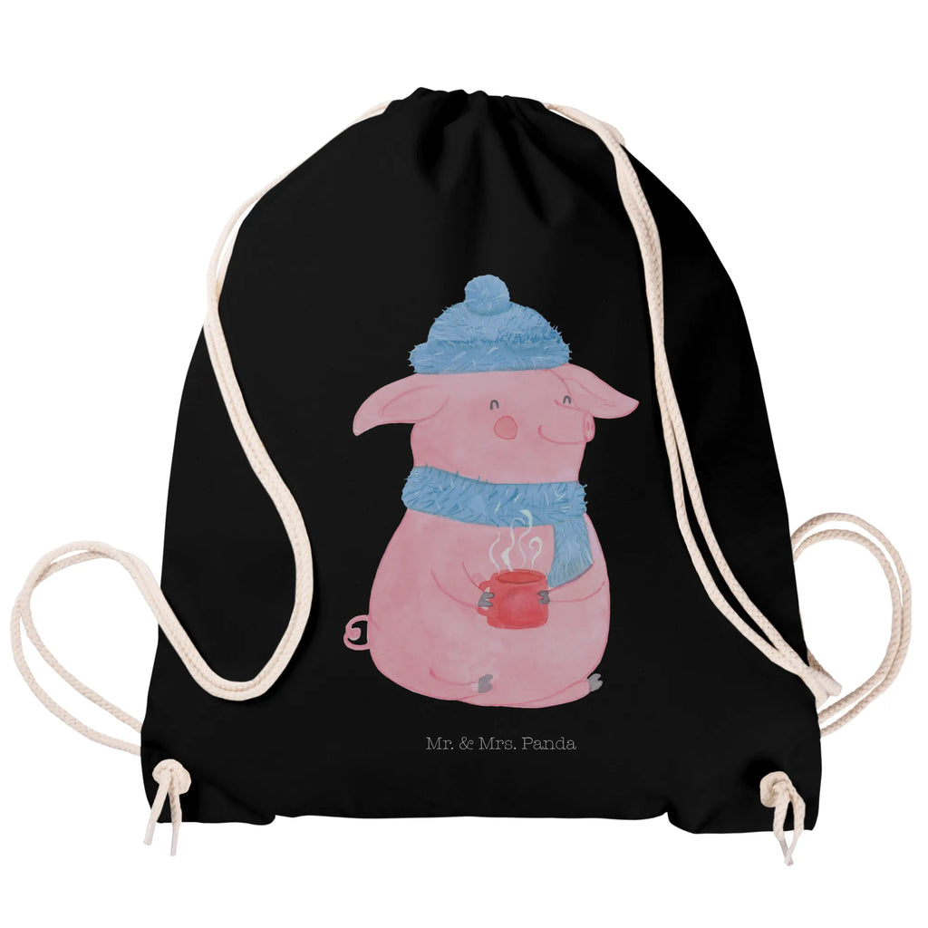 Drawstring bag piggy Mulled wine hipster, bag, gym bag, sports bag, carrier bag, jute bag, Winter, Christmas, Christmas time, snow, mulled wine, saying, Christmas market, drunk