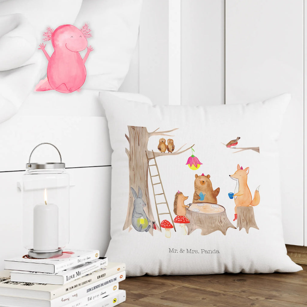 Cushion forest animals picnic soft, pillows, Pillow, pillow case, couch, pad, bed, sofa, cushion, 40x40, fluffy, 40 x 40, settee, bedroom, small animals, cute, funny, cute animal motives, hand drawn, small world, funny sayings, good mood, happy, gifts, gift ideas, special gifts, animal lover, card, forest animals, picnic, squirrel, hare, forest, fox, hedgehog, mouse