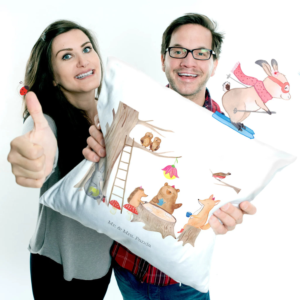 Cushion forest animals picnic soft, pillows, Pillow, pillow case, couch, pad, bed, sofa, cushion, 40x40, fluffy, 40 x 40, settee, bedroom, small animals, cute, funny, cute animal motives, hand drawn, small world, funny sayings, good mood, happy, gifts, gift ideas, special gifts, animal lover, card, forest animals, picnic, squirrel, hare, forest, fox, hedgehog, mouse