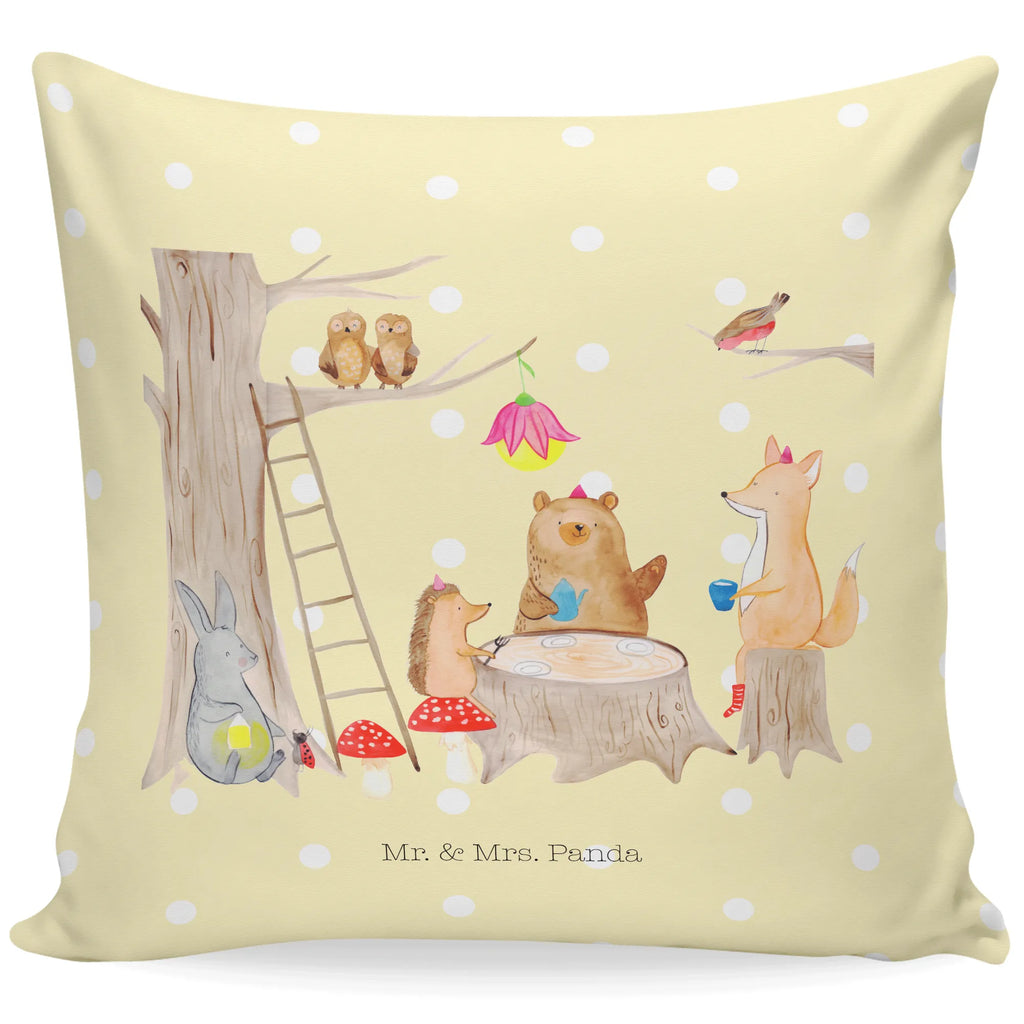 Cushion forest animals picnic soft, pillows, Pillow, pillow case, couch, pad, bed, sofa, cushion, 40x40, fluffy, 40 x 40, settee, bedroom, small animals, cute, funny, cute animal motives, hand drawn, small world, funny sayings, good mood, happy, gifts, gift ideas, special gifts, animal lover, card, forest animals, picnic, squirrel, hare, forest, fox, hedgehog, mouse