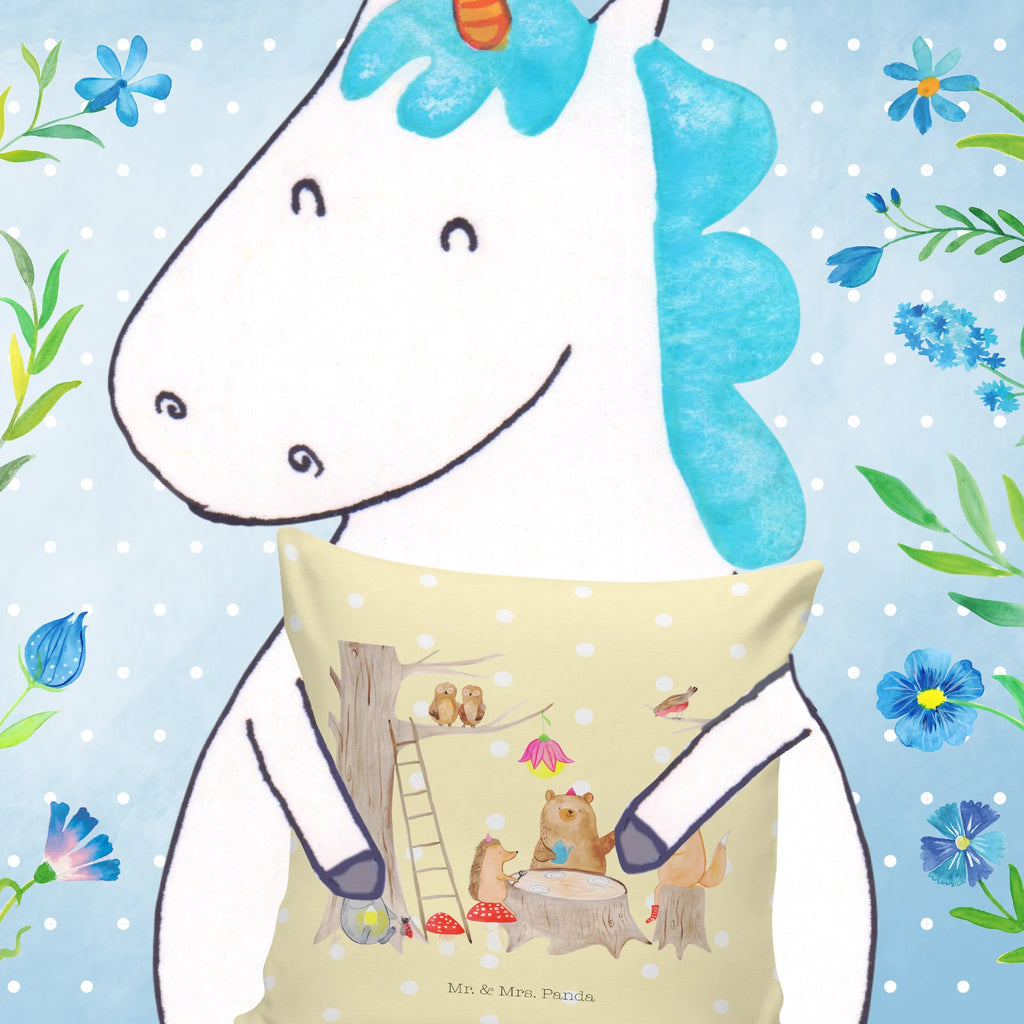 Cushion forest animals picnic soft, pillows, Pillow, pillow case, couch, pad, bed, sofa, cushion, 40x40, fluffy, 40 x 40, settee, bedroom, small animals, cute, funny, cute animal motives, hand drawn, small world, funny sayings, good mood, happy, gifts, gift ideas, special gifts, animal lover, card, forest animals, picnic, squirrel, hare, forest, fox, hedgehog, mouse