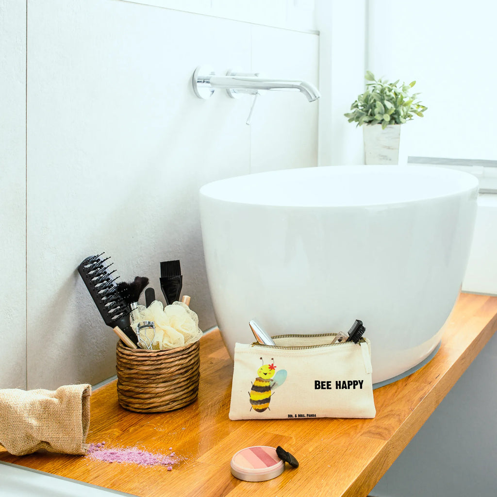Schminktasche Biene Happy Schminkbeutel, Kulturtasche, Kulturbeutel, Mäppchen, beauty tasche, toiletry bag, Federmappe, Waschbeutel, beauty case, Waschtasche, Stiftemäppchen, Kosmetiktasche, aufbewahrungsbeutel, pencil case, Schminktasche, Kosmetikbeutel, Schminktäschchen, Etui, pinsel tasche, Schlampermäppchen, aufbewahrungstasche, kosmetiktäschchen, utensilientasche, Biene, Hummel, Wespe