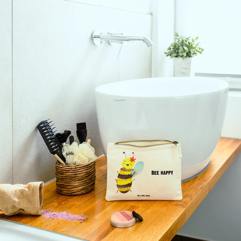 Schminktasche Biene Happy Schminkbeutel, Kulturtasche, Kulturbeutel, Mäppchen, beauty tasche, toiletry bag, Federmappe, Waschbeutel, beauty case, Waschtasche, Stiftemäppchen, Kosmetiktasche, aufbewahrungsbeutel, pencil case, Schminktasche, Kosmetikbeutel, Schminktäschchen, Etui, pinsel tasche, Schlampermäppchen, aufbewahrungstasche, kosmetiktäschchen, utensilientasche, Biene, Hummel, Wespe