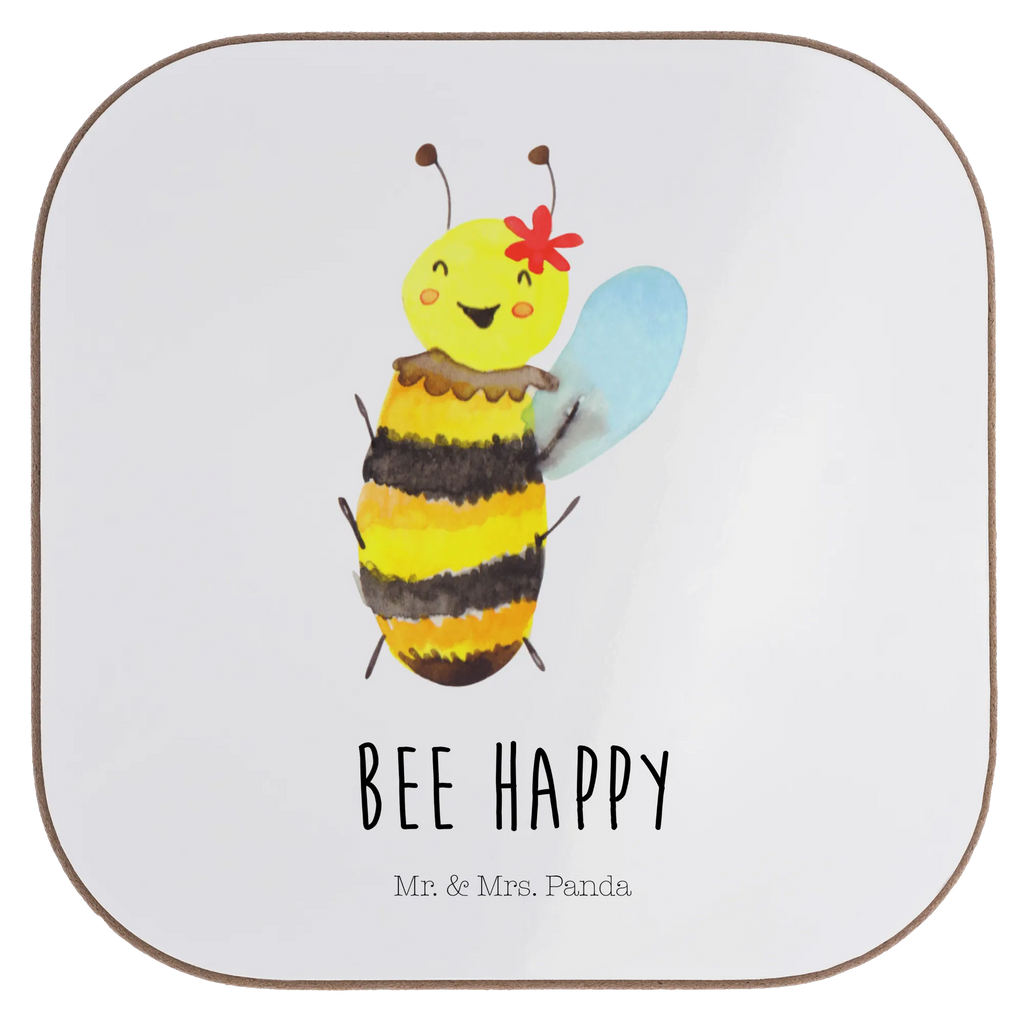 Square coaster bee happy party, presents, glass coasters, gift, Coasters, gifts, breakfast, Bee, wasp, bumblebee