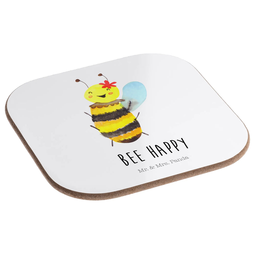 Square coaster bee happy party, presents, glass coasters, gift, Coasters, gifts, breakfast, Bee, wasp, bumblebee