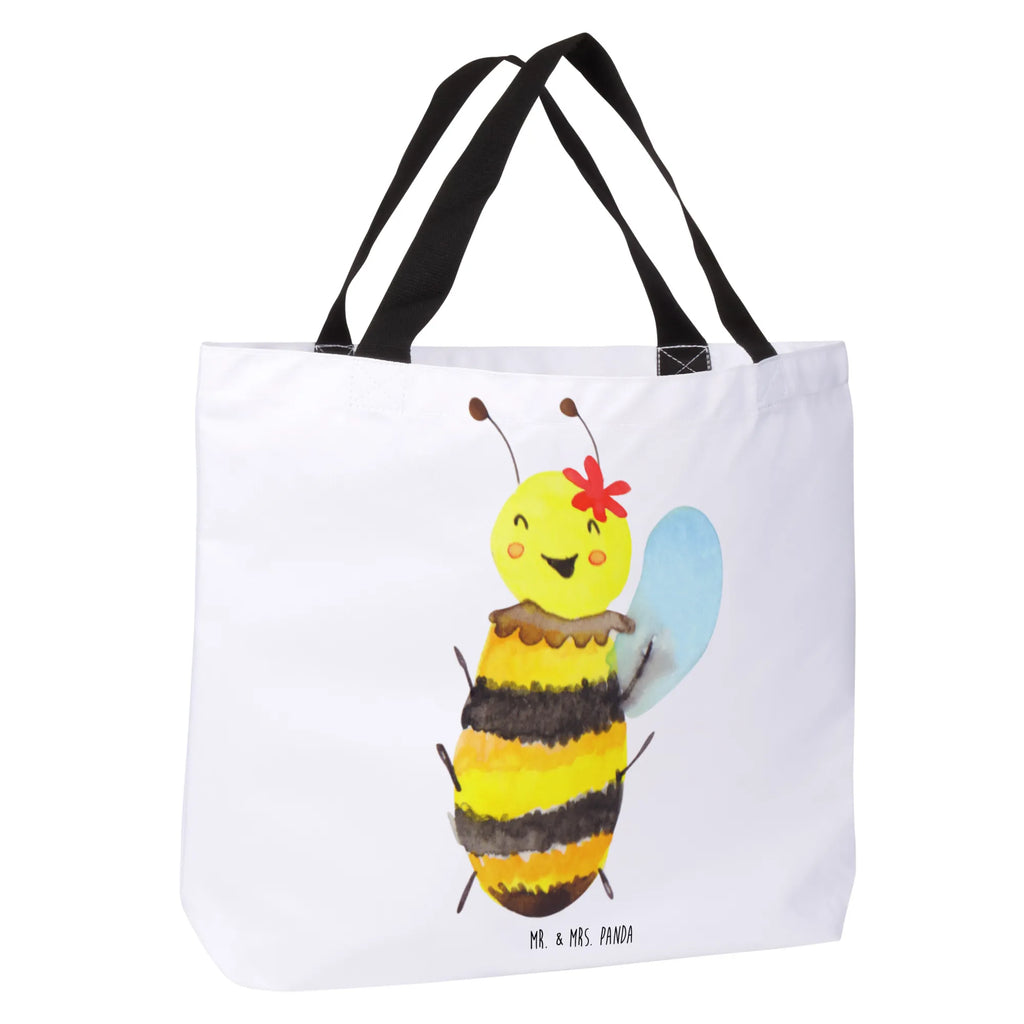 Shopper Biene Happy Alltagstasche, Shopper, Beutel, Einkaufsbeutel, Tragebeutel, Schulbeutel, Einkaufstasche, Tasche, Freizeittasche, Strandtasche, Schultasche, Biene, Wespe, Hummel