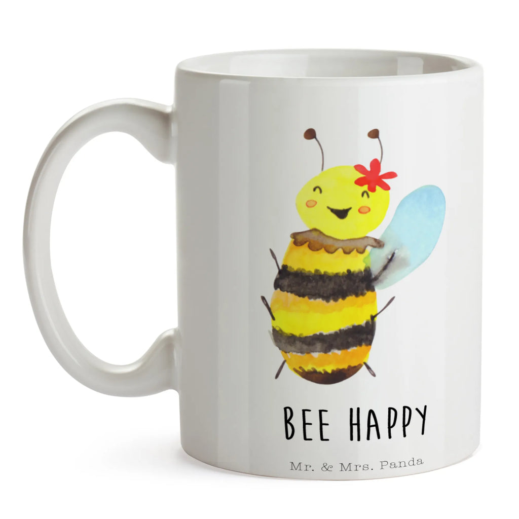 Tasse Biene Happy Porzellantasse, Bürotasse, Tasse, Kaffeetasse, Tasse mit Motiven, Tasse mit Zitaten, Keramiktasse, Geschenktasse, Teetasse, Biene, Wespe, Hummel