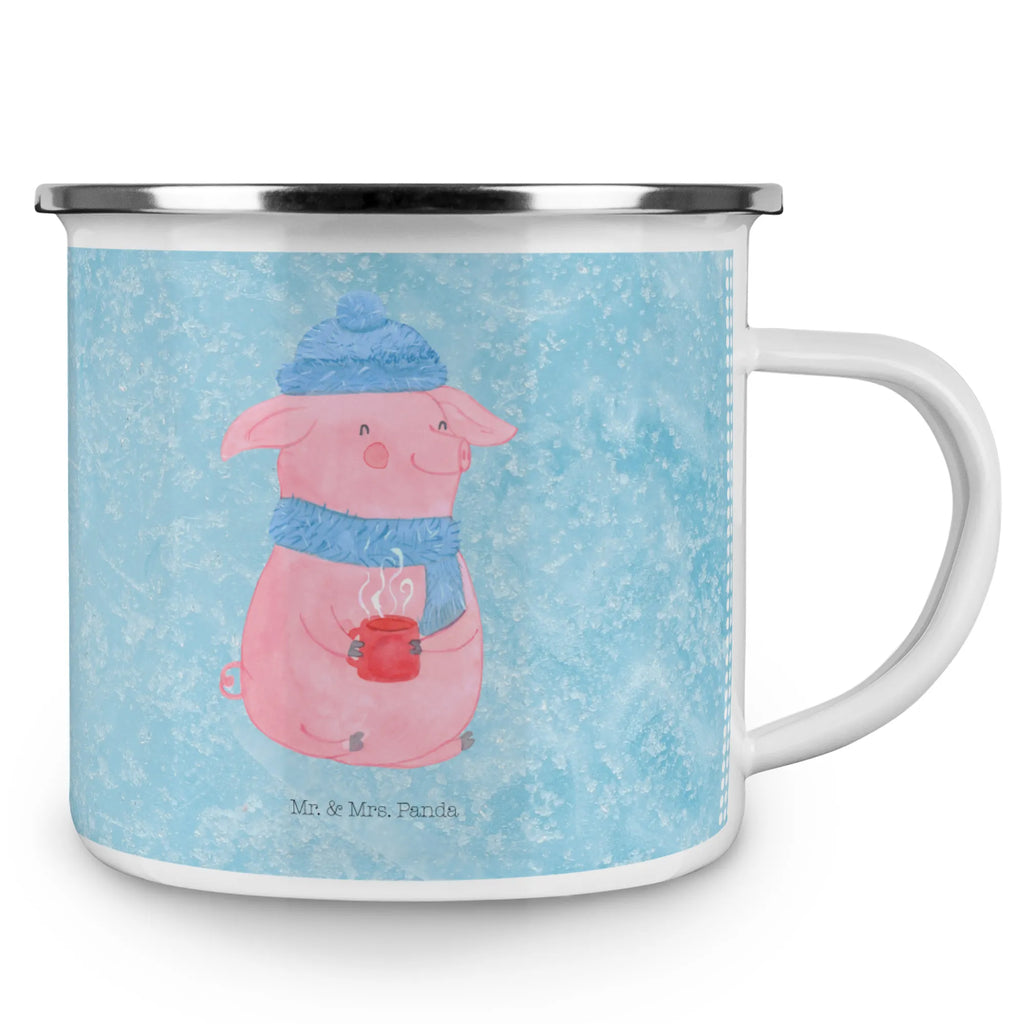 Kempingowy kubek emaliowany Świnka grzane wino Zima, Boże Narodzenie, dekoracje świąteczne, Mikołaj, Adwent, Wigilia, zimowy motyw