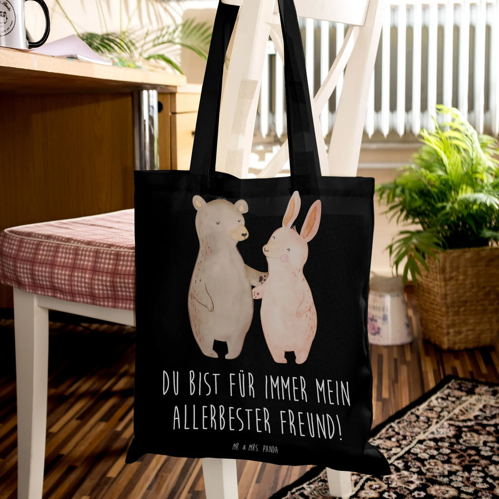 Tote bag bear and rabbit Embrace