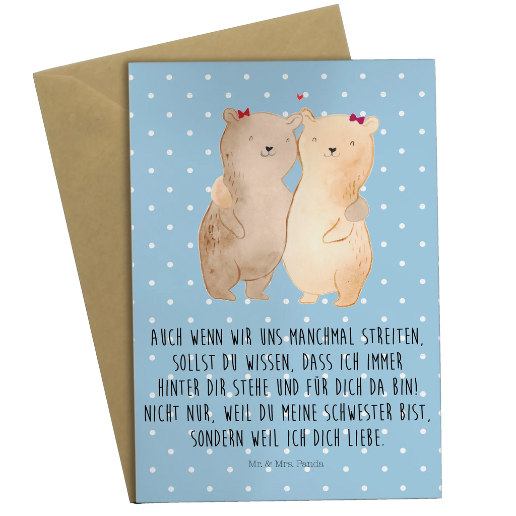 Greetings card bears sisters Karte, Hochzeitskarte, Ansichtskarten, Klappkarte, Geburtstagskarte, Einladungskarte, Glückwunschkarte, Grußkarte, Familie, Vatertag, Muttertag, Bruder, Schwester, Mama, Papa, Oma, Opa