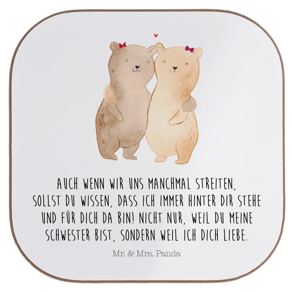 Square coaster bears sisters gifts, party, breakfast, glass coasters, Coasters, presents, gift, Family, Father's Day, Mother's Day, brother, sister, Mom, Dad, Sister