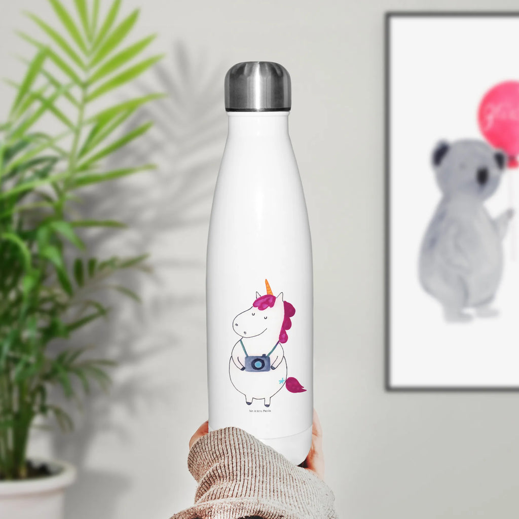 Insulated bottle unicorn photographer Thermos bottle 500ml, Thermos bottle, Thermos, Thermos bottles, stainless steel, unicorn, unicorns, Tourist, Traveler gift, Traveling, Unicorn, Photographer gift, Holiday, Photographer, Camera, Photography
