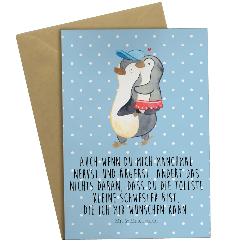 Kartka okolicznościowa Pingwinek Mała Siostra osterkarten, Glückwunschkarte, osterkarte, jubiläumskarte, kommunionskarte, Grußkarten, neujahrskarte, vatertagskarte, weihnachtskarten, genesungskarte, babykarte, glückwunschkarten, einladungskarten, spruchkarte, Beileidskarte, firmungskarte, Klappkarte, Grußkarte, abiturkarte, hochzeitskarten, Motivkarte, dankeskarten, valentinstagskarte, Bruder, Vatertag, Mama, Papa, Muttertag, Oma, Opa, Familie, Schwester