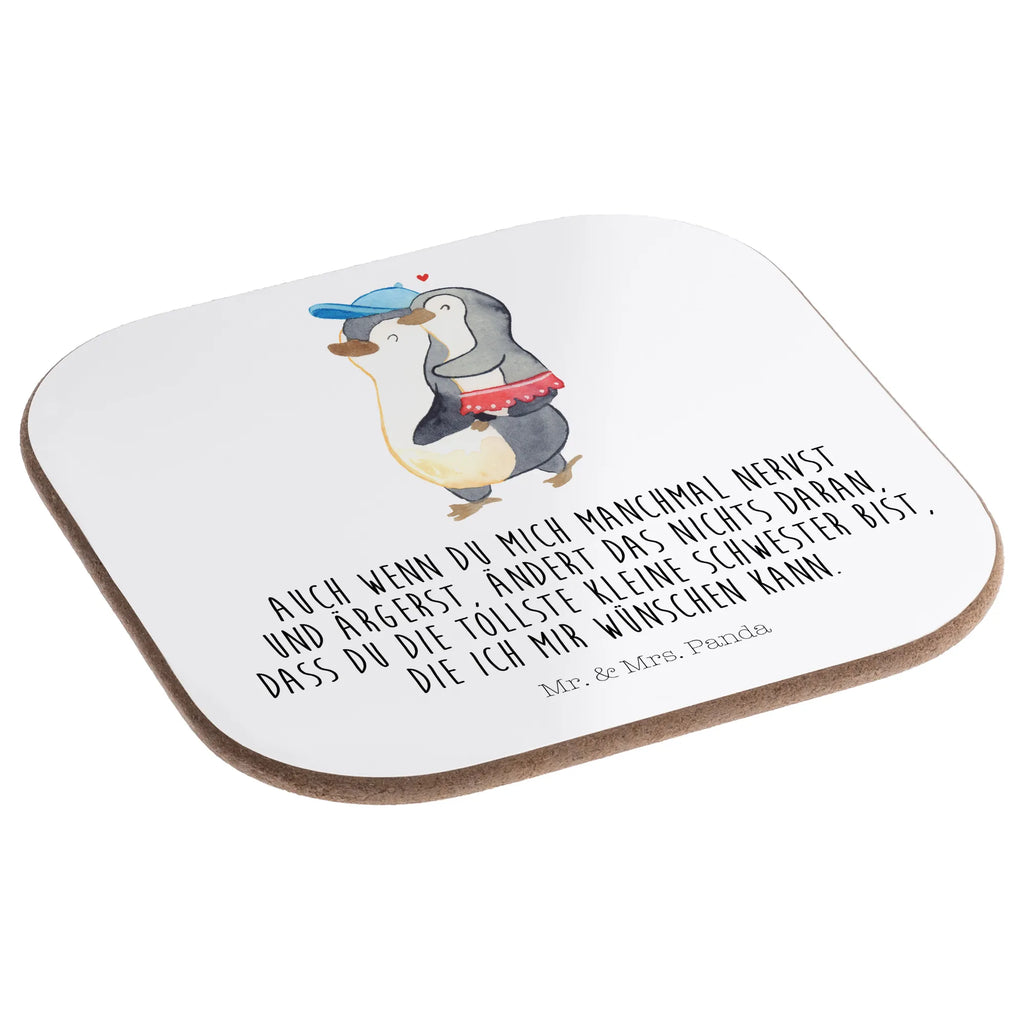 Square coaster Penguin little sister Untersetzer Gläser, Untersetzer aus Holz, Glasuntersetzer, Untersetzer, Getränkeuntersetzer, Korkuntersetzer, Untersetzer für Gläser, Tassen Untersetzer, Untersetzer Design, Untersetzer Holz, Holzuntersetzer, Bierdeckel, Familie, Vatertag, Muttertag, Bruder, Schwester, Mama, Papa, Oma, Opa