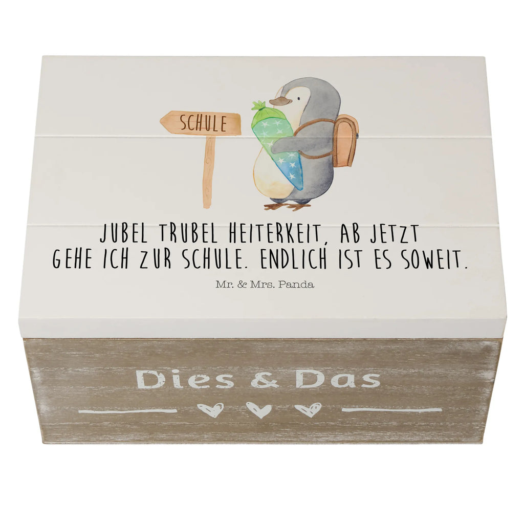 Holzkiste Pinguin Schultüte Aufbewahrungsbox, Holzkiste, Truhe, Geschenkdose, Erinnerungsbox, Geschenkbox, Schatzkiste, XXL, Erinnerungskiste, Kiste, Schatulle, Dekokiste, Pinguin, Einschulung, Schulranzen, Geschenk zur Einschulung, Schulanfänger, 1. Klasse, erster Schultag