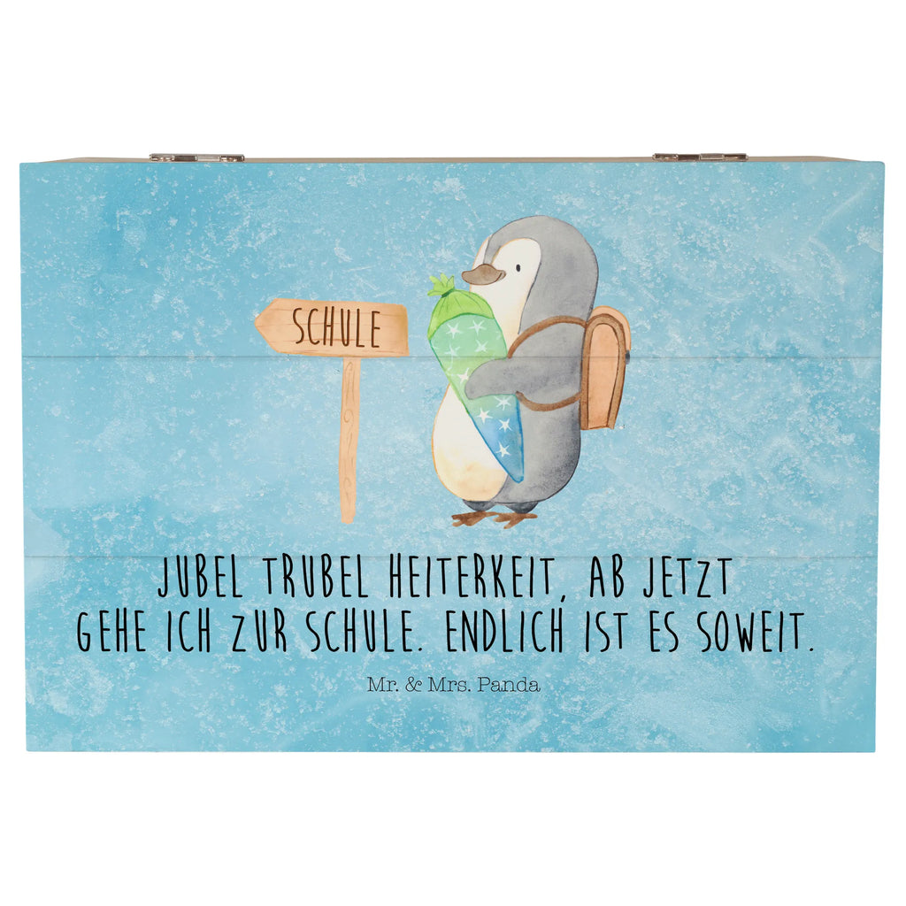 Holzkiste Pinguin Schultüte Aufbewahrungsbox, Holzkiste, Truhe, Geschenkdose, Erinnerungsbox, Geschenkbox, Schatzkiste, XXL, Erinnerungskiste, Kiste, Schatulle, Dekokiste, Pinguin, Einschulung, Schulranzen, Geschenk zur Einschulung, Schulanfänger, 1. Klasse, erster Schultag