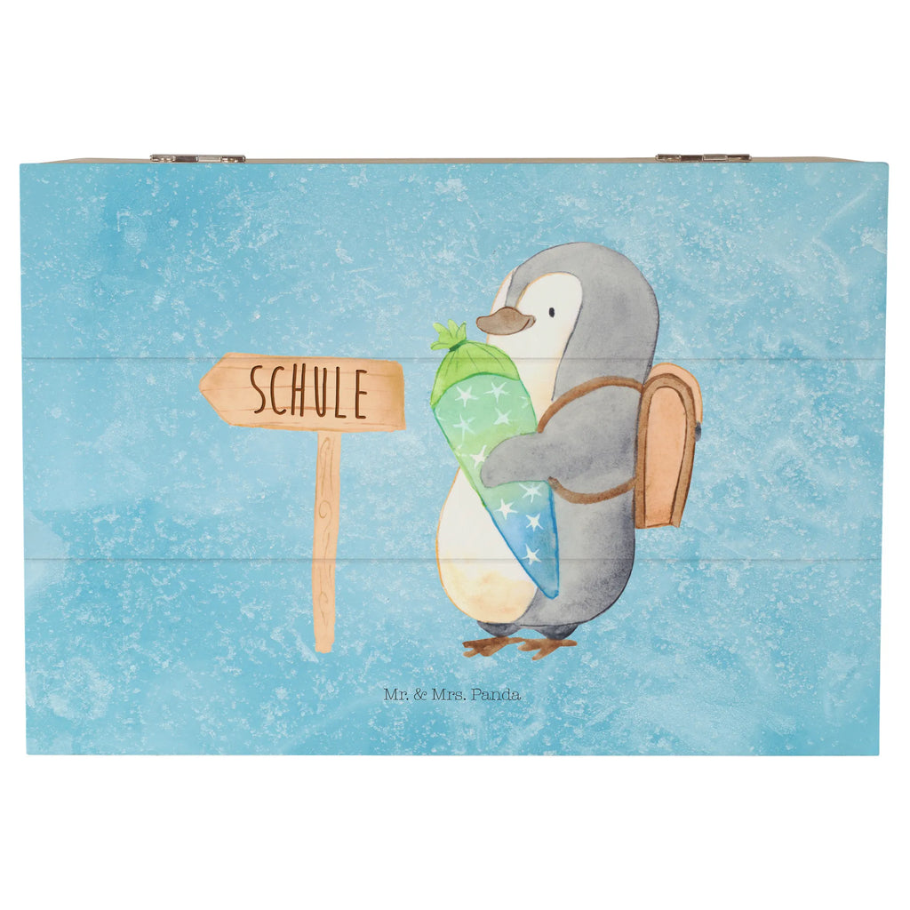Holzkiste Pinguin Schultüte Aufbewahrungsbox, Holzkiste, Truhe, Geschenkdose, Erinnerungsbox, Geschenkbox, Schatzkiste, XXL, Erinnerungskiste, Kiste, Schatulle, Dekokiste, Pinguin, Einschulung, Schulranzen, Geschenk zur Einschulung, Schulanfänger, 1. Klasse, erster Schultag
