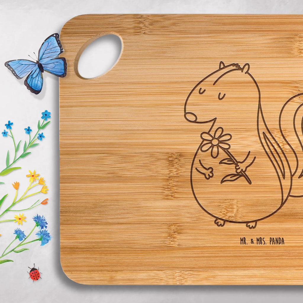 Bamboo chopping board skunk flower Holzbrett, Küchenbrett, Servierbrett, Frühstücksbrett, Hackbrett, Holzbrettchen, Schneidebrett, Brett, Stinktier, Skunk, Raubtier, Wildtier, Träume, verträumt, Stinker, Stinki, Dreams, Tagträumer