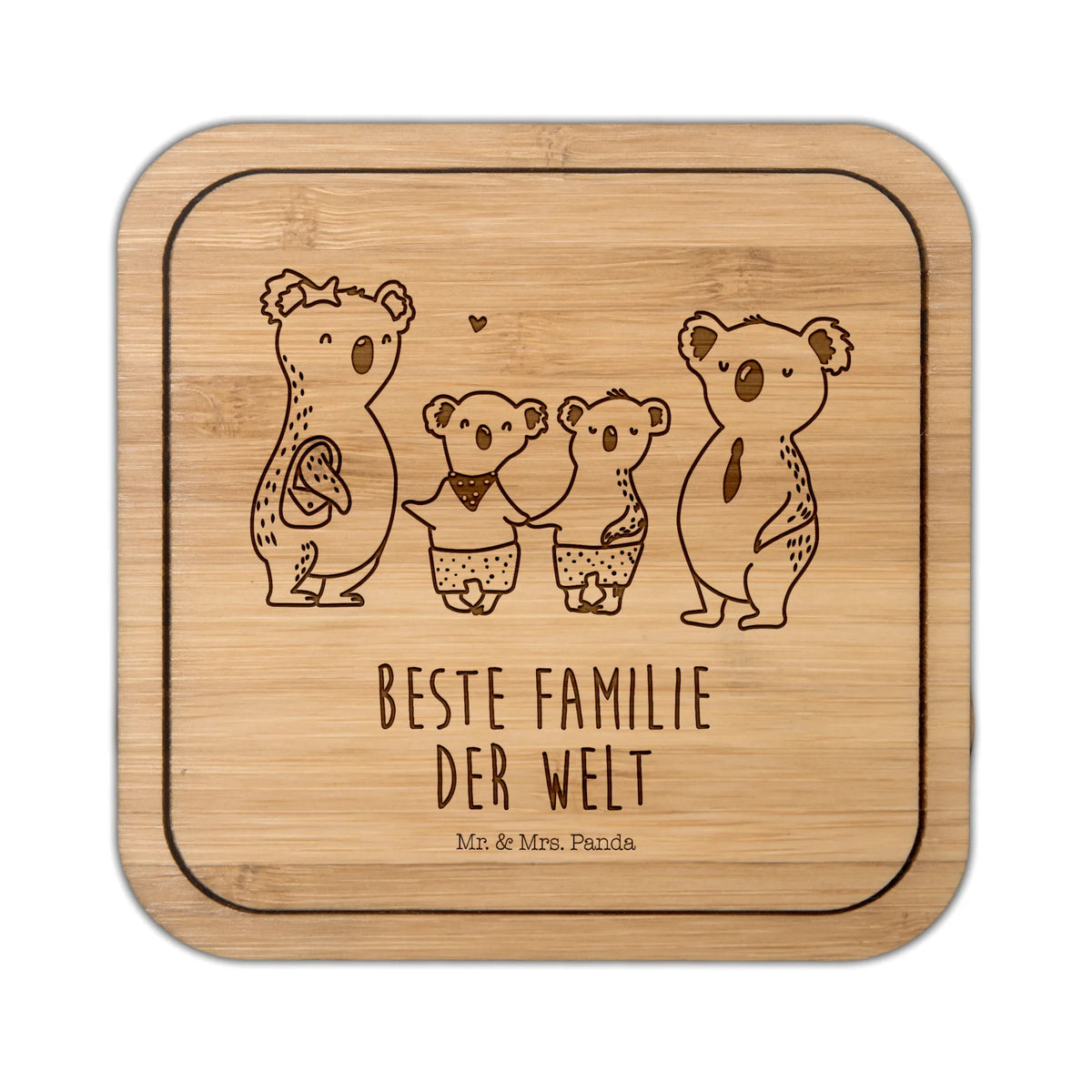 Square coaster Koala family with two kids
