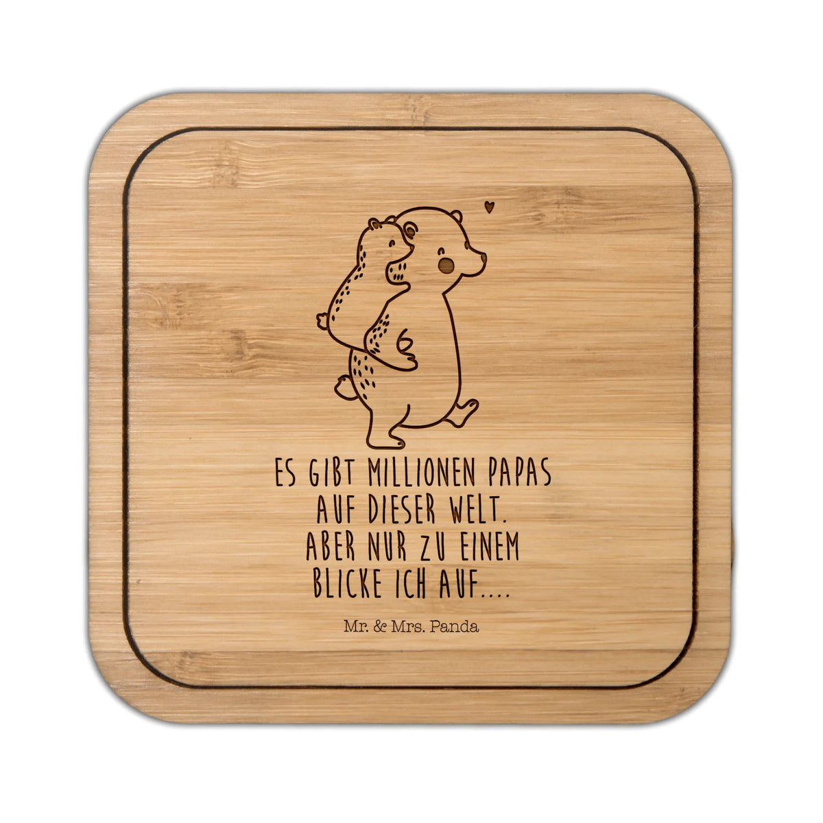 Square coaster Papa Bear wood, glass, square, giveaways, glasses, set, gifts, glass coasters, gift, breakfast, party, presents, coasters, Family, Father's Day, Mother's Day, brother, sister, Mom, Dad, uncle, birthday, daddy, father's day, dad, present