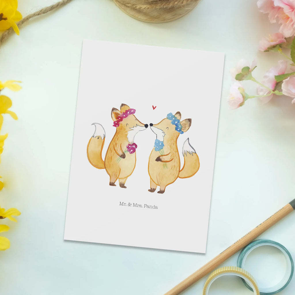 Postcard foxes Lesbian Pride gift, letter, invitation, invitation card, Postcard, gift card, card, postcards, paper, Wedding, marriage, gifts