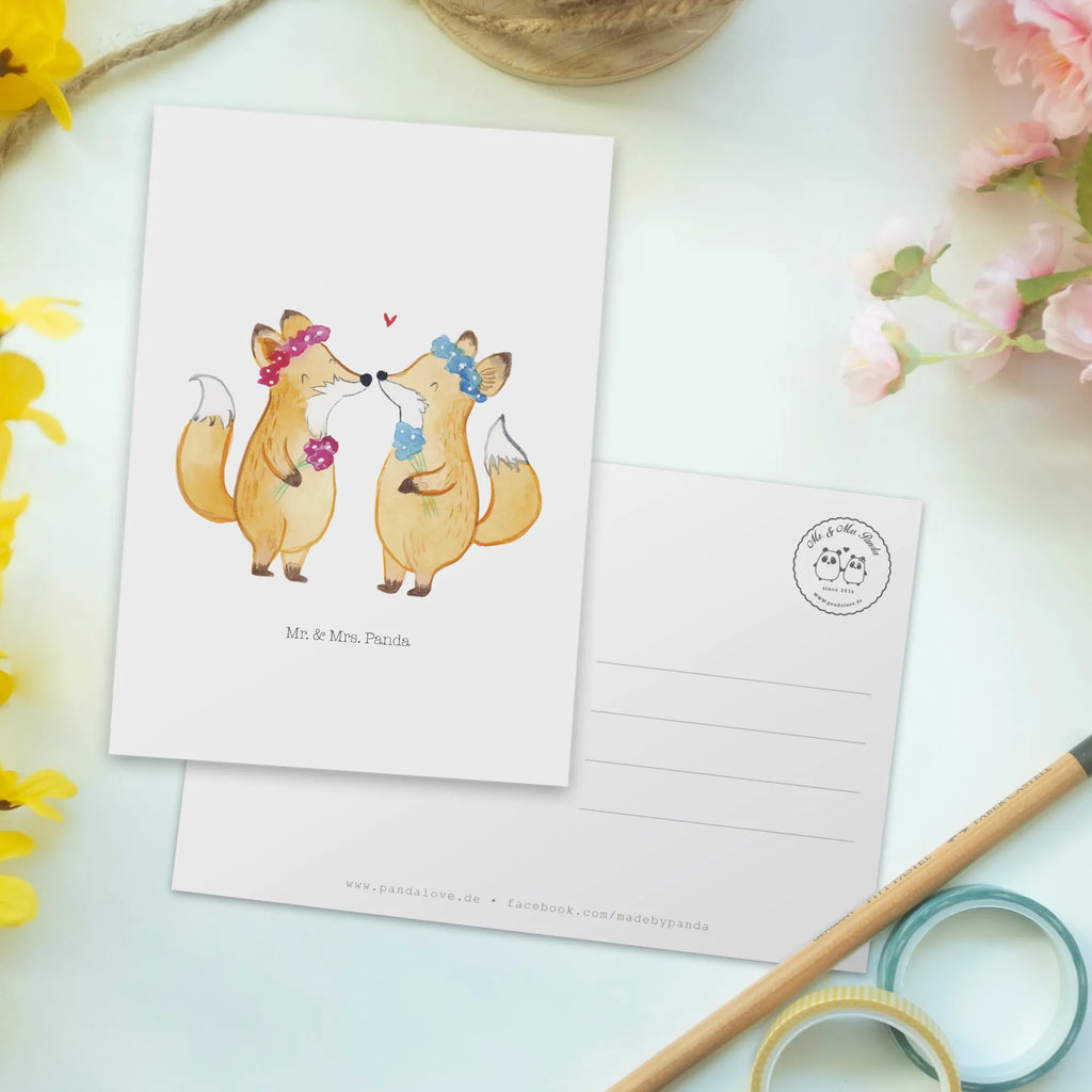Postcard foxes Lesbian Pride gift, letter, invitation, invitation card, Postcard, gift card, card, postcards, paper, Wedding, marriage, gifts