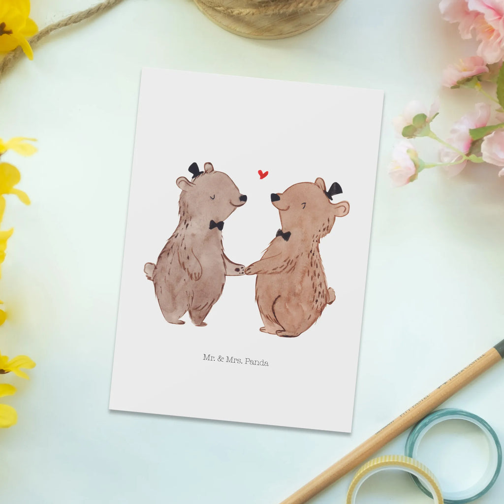 Pocztówka niedźwiedzie Duma gejów Wesele, prezent weselny, małżeństwo, przyjęcie weselne, ceremonia, prezent z ceremonii, karta weselna, przyjęcie zaręczynowe, prezent z zaręczyn, pomysły na prezenty weselne, prezenty weselne dla pary młodej