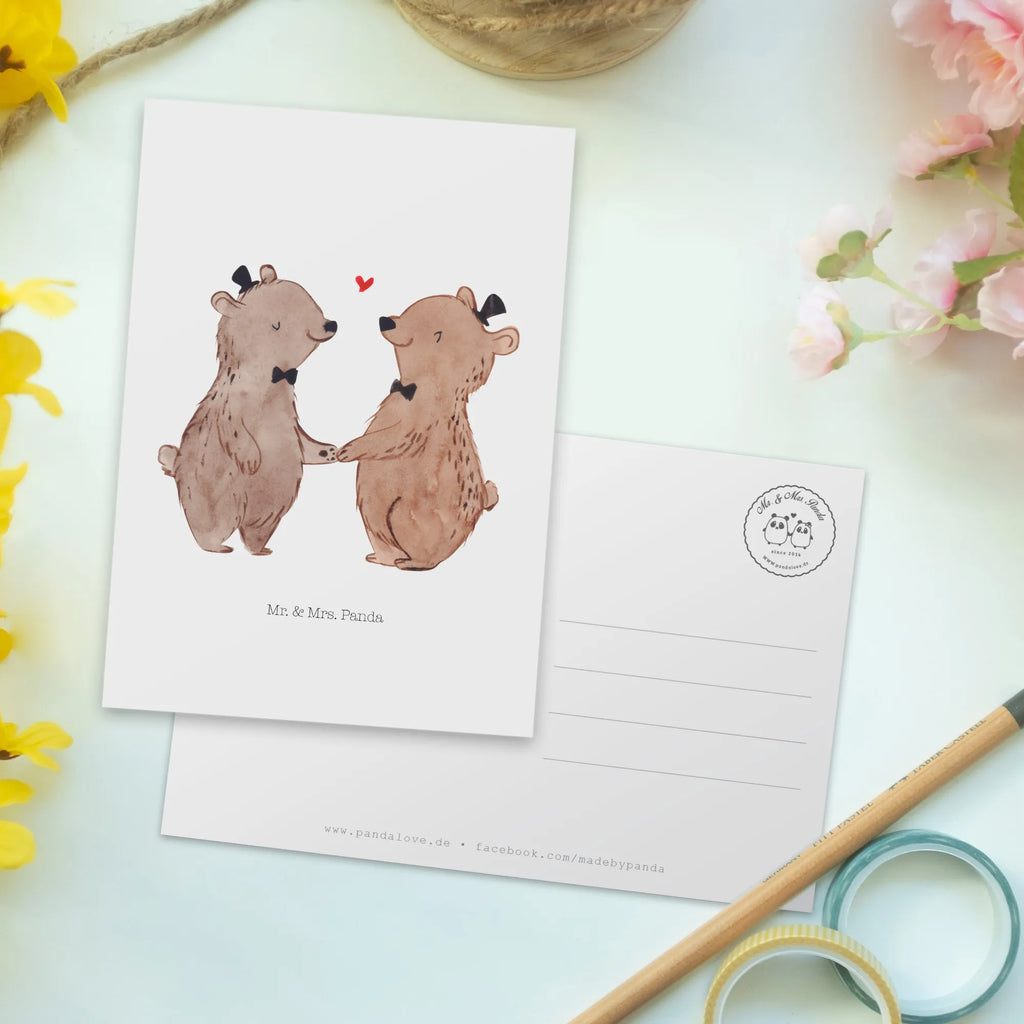 Pocztówka niedźwiedzie Duma gejów Wesele, prezent weselny, małżeństwo, przyjęcie weselne, ceremonia, prezent z ceremonii, karta weselna, przyjęcie zaręczynowe, prezent z zaręczyn, pomysły na prezenty weselne, prezenty weselne dla pary młodej