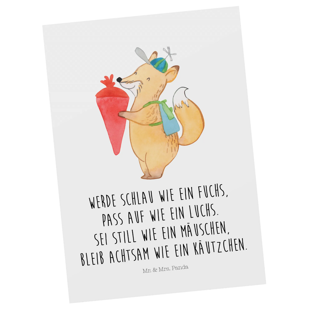Postcard Fox schoolchild Geschenkkarte, Karte, Geburtstagskarte, Einladungskarte, Einladung, Dankeskarte, Grußkarte, Postkarte, Ansichtskarte, Ansichtskarten, Einladungskarten Geburtstag, Einladung Geburtstag, Tiermotive, Gute Laune, lustige Sprüche, Tiere
