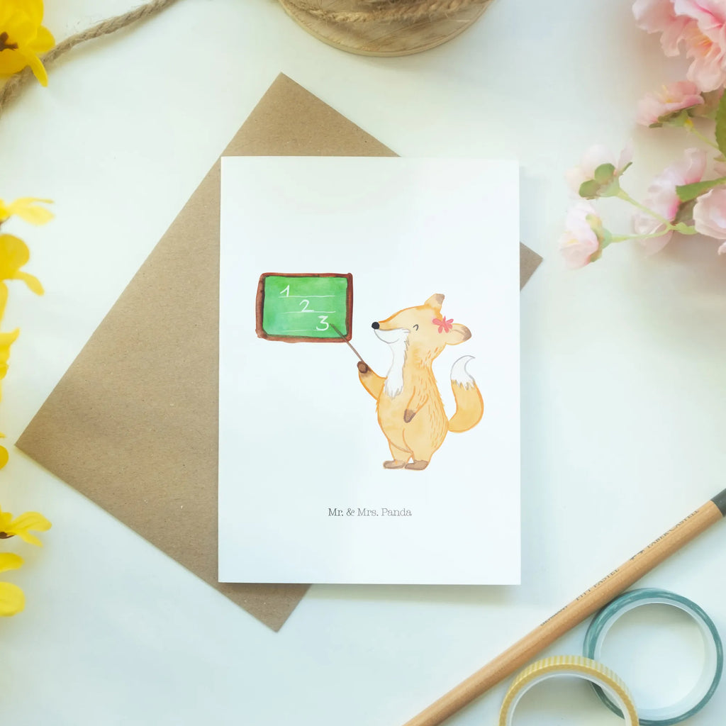 Greetings card Fox teacher Ansichtskarten, Klappkarte, Einladungskarte, Glückwunschkarte, Grußkarte, Geburtstagskarte, Karte, Hochzeitskarte, Tiermotive, Gute Laune, lustige Sprüche, Tiere