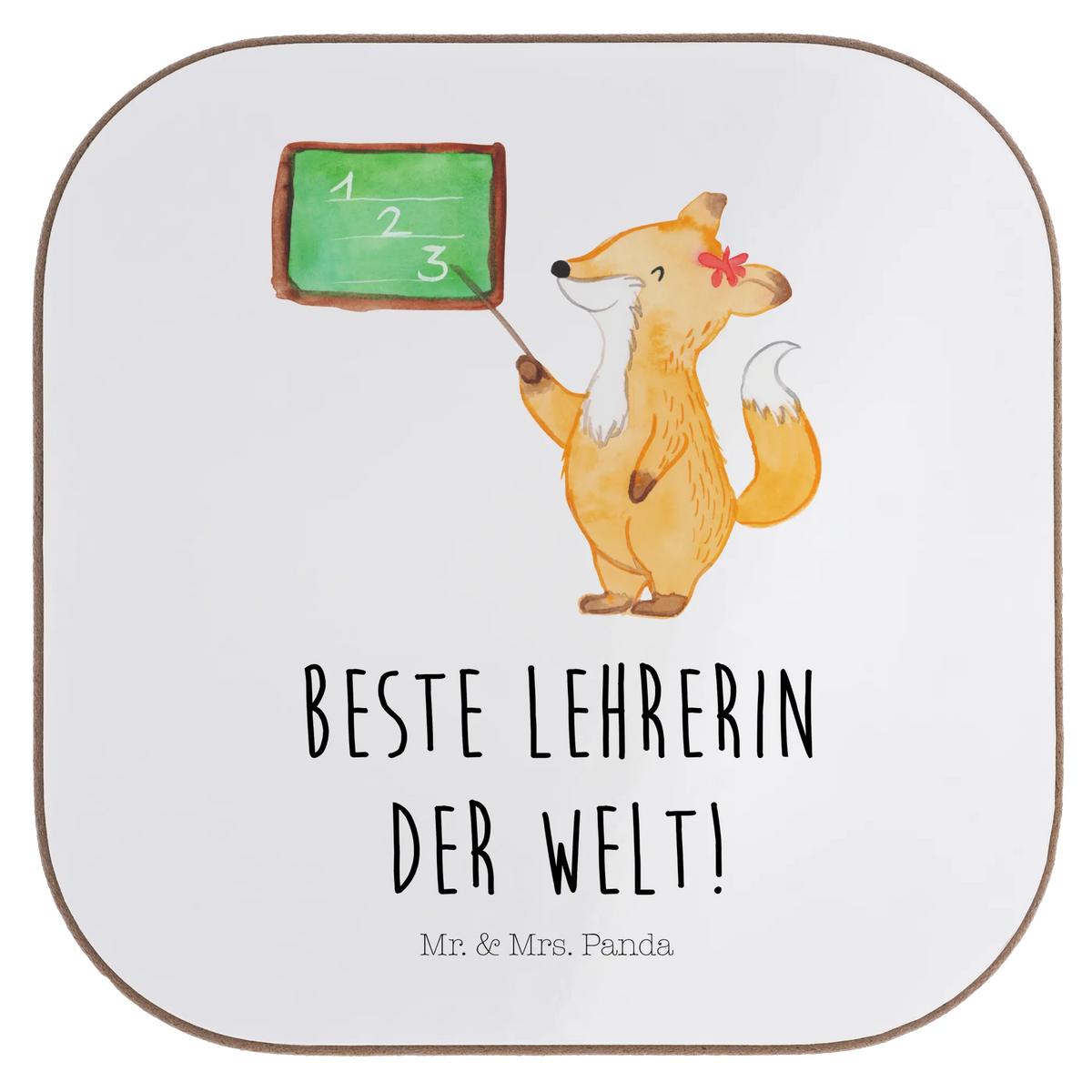 Square coaster Fox teacher party, gift, presents, gifts, glass coasters, breakfast, Coasters, small animals, cute, funny, cute animal motives, hand drawn, small world, funny sayings, good mood, happy, gift ideas, special gifts, animal lover, card