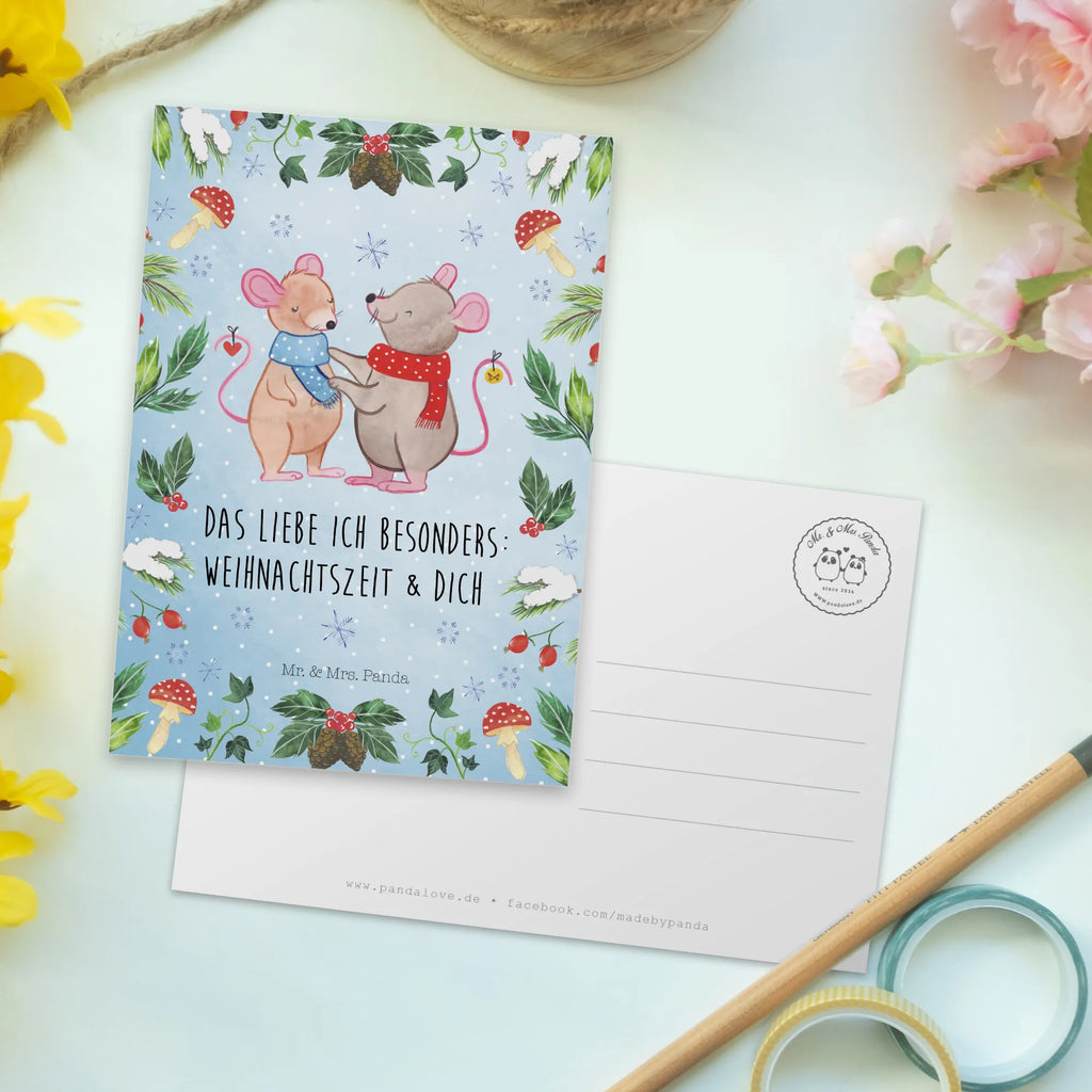 Postcard Mice Christmas Postcard, invitation card, gift card, card, invitation, gift, letter, paper, postcards, Winter, Christmas, Christmas time, snow