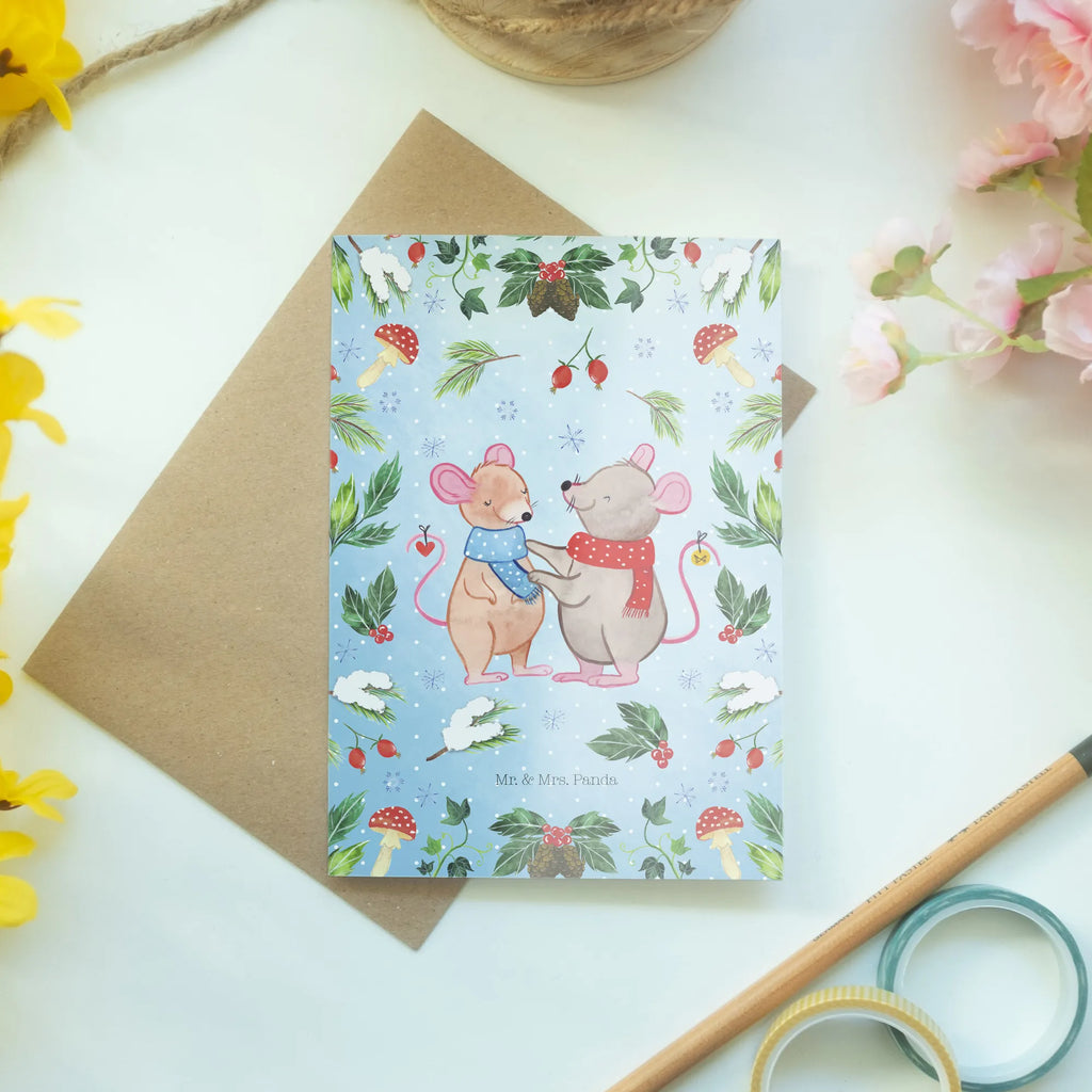 Kartka okolicznościowa myszy Boże Narodzenie Zima, Boże Narodzenie, dekoracje świąteczne, Mikołaj, Adwent, Wigilia, zimowy motyw
