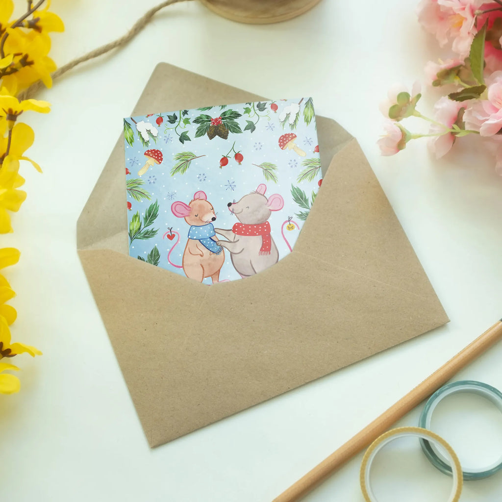 Kartka okolicznościowa myszy Boże Narodzenie Zima, Boże Narodzenie, dekoracje świąteczne, Mikołaj, Adwent, Wigilia, zimowy motyw