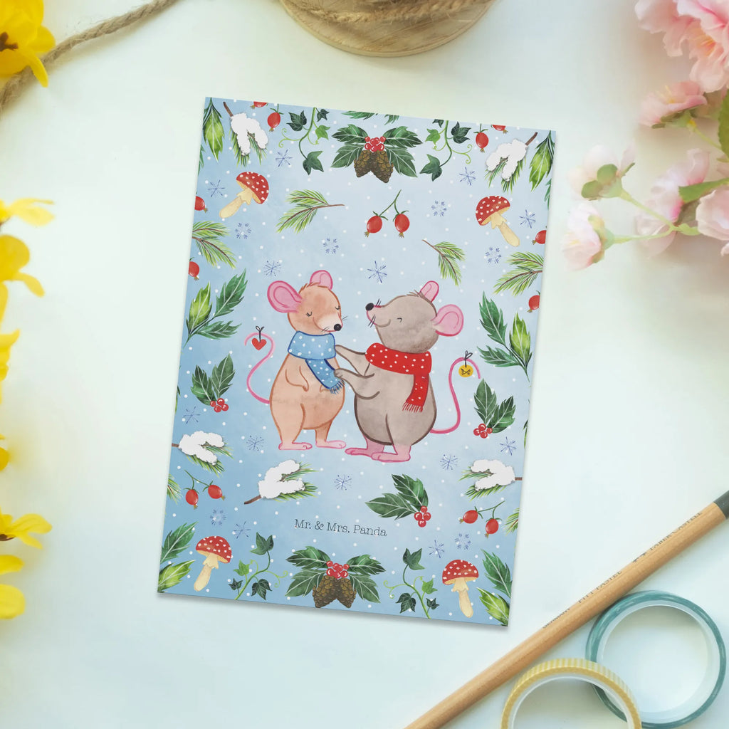 Postcard Mice Christmas Postcard, invitation card, gift card, card, invitation, gift, letter, paper, postcards, Winter, Christmas, Christmas time, snow