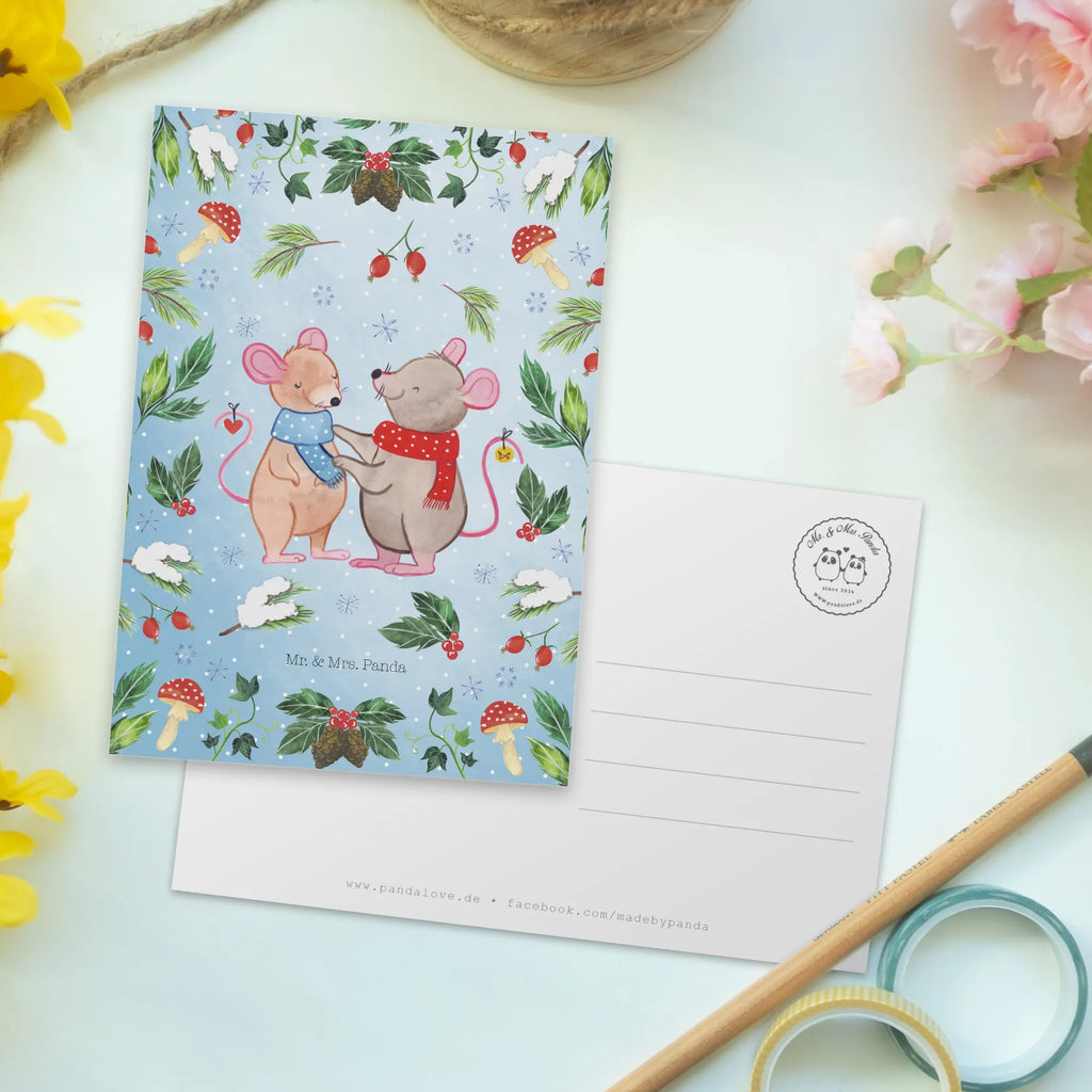 Postcard Mice Christmas Postcard, invitation card, gift card, card, invitation, gift, letter, paper, postcards, Winter, Christmas, Christmas time, snow