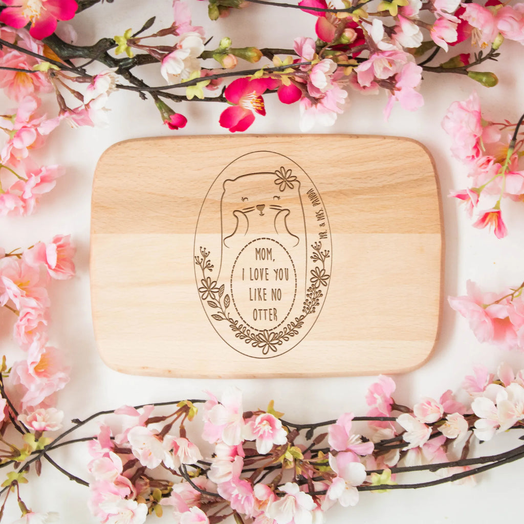 Serving board Mummy Otter breakfast board, Board, cutting board, Family, Father's Day, Mother's Day, brother, sister, Mom, Dad, mother, mom, family, mother's day, birthday, present, love, couple, daughter, christmas, otter, son