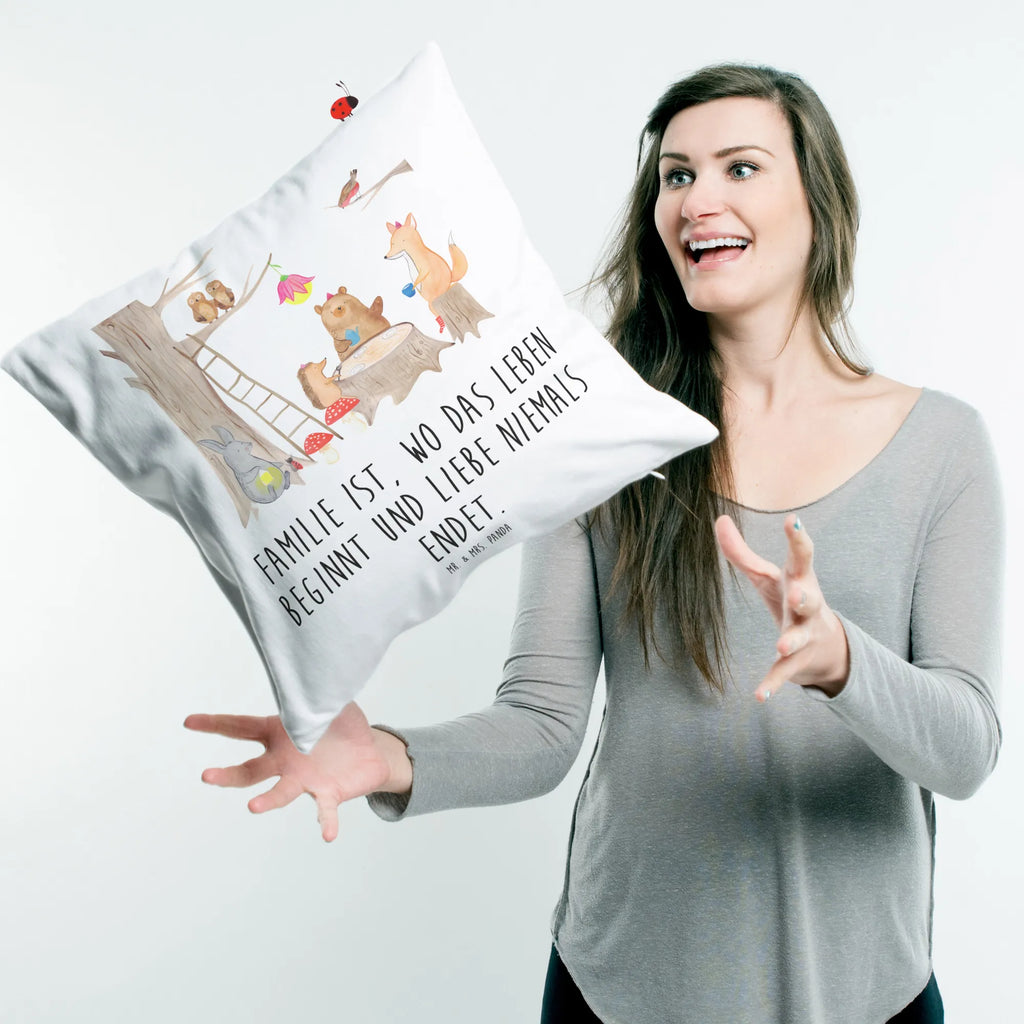 Cushion forest animals picnic soft, pillows, Pillow, pillow case, couch, pad, bed, sofa, cushion, 40x40, fluffy, 40 x 40, settee, bedroom, small animals, cute, funny, cute animal motives, hand drawn, small world, funny sayings, good mood, happy, gifts, gift ideas, special gifts, animal lover, card, forest animals, picnic, squirrel, hare, forest, fox, hedgehog, mouse