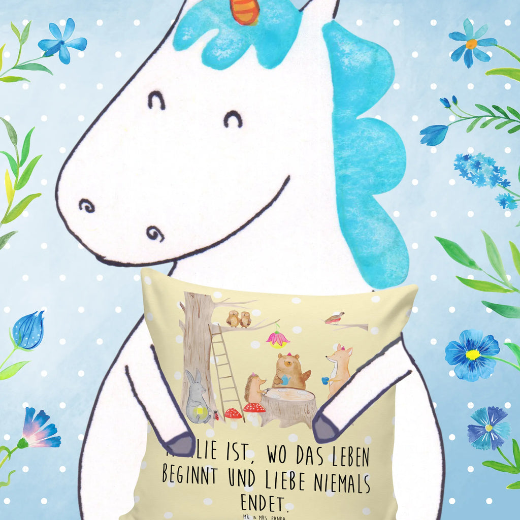 Cushion forest animals picnic soft, pillows, Pillow, pillow case, couch, pad, bed, sofa, cushion, 40x40, fluffy, 40 x 40, settee, bedroom, small animals, cute, funny, cute animal motives, hand drawn, small world, funny sayings, good mood, happy, gifts, gift ideas, special gifts, animal lover, card, forest animals, picnic, squirrel, hare, forest, fox, hedgehog, mouse