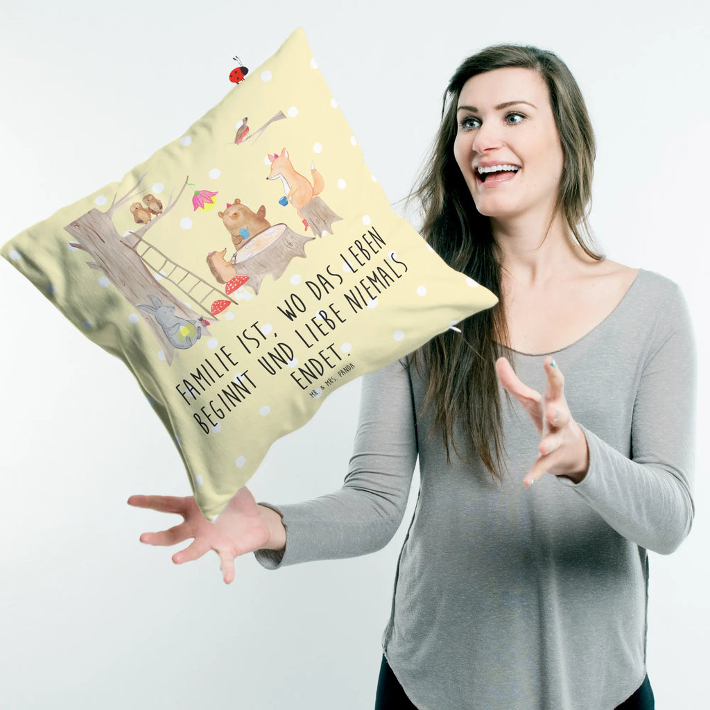 Cushion forest animals picnic soft, pillows, Pillow, pillow case, couch, pad, bed, sofa, cushion, 40x40, fluffy, 40 x 40, settee, bedroom, small animals, cute, funny, cute animal motives, hand drawn, small world, funny sayings, good mood, happy, gifts, gift ideas, special gifts, animal lover, card, forest animals, picnic, squirrel, hare, forest, fox, hedgehog, mouse