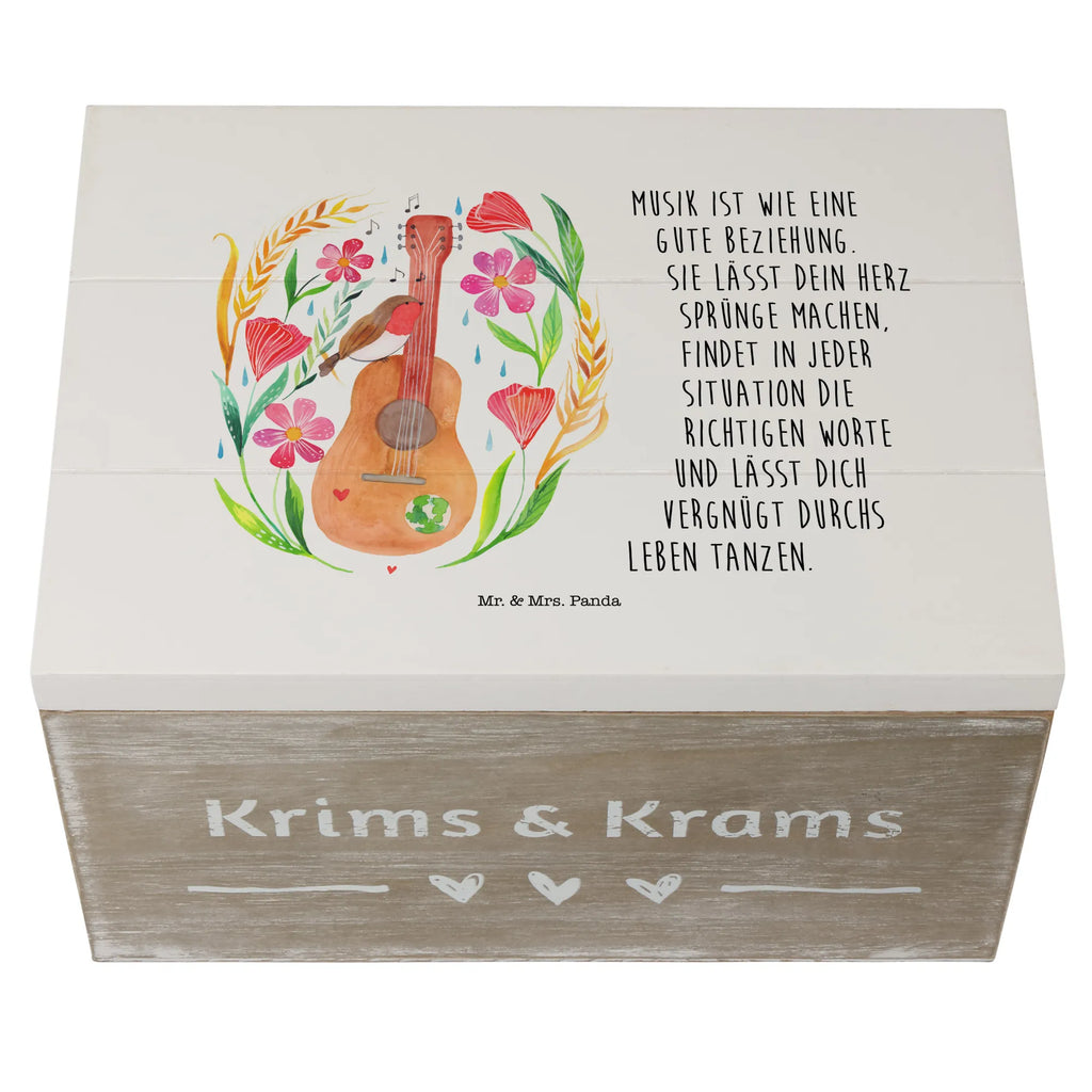 Holzkiste Rotkehlchen Gitarre Erinnerungskiste, Kiste, Geschenkdose, Schatzkiste, Geschenkbox, Truhe, XXL, Holzkiste, Dekokiste, Aufbewahrungsbox, Schatulle, Erinnerungsbox, Blumen Deko, Frühlings Deko, Sommer Deko, Dekoration, positive Botschaft, Naturliebhaber, Outdoor, Natur, Abenteuer, Songs, Musiker, Gitarre, Sänger, Lebensgefühl, Musik, Sängerin