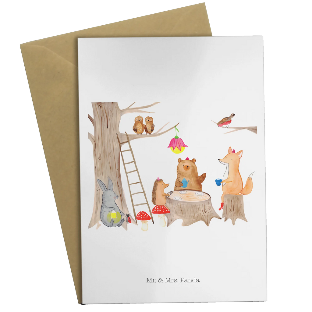 Greetings card forest animals picnic Klappkarte, Einladungskarte, Grußkarte, Ansichtskarten, Karte, Geburtstagskarte, Glückwunschkarte, Hochzeitskarte, Tiermotive, Gute Laune, lustige Sprüche, Tiere, Picknick, Wald, Waldtiere, Eichhörnchen, Maus, Igel, Fuchs, Hase