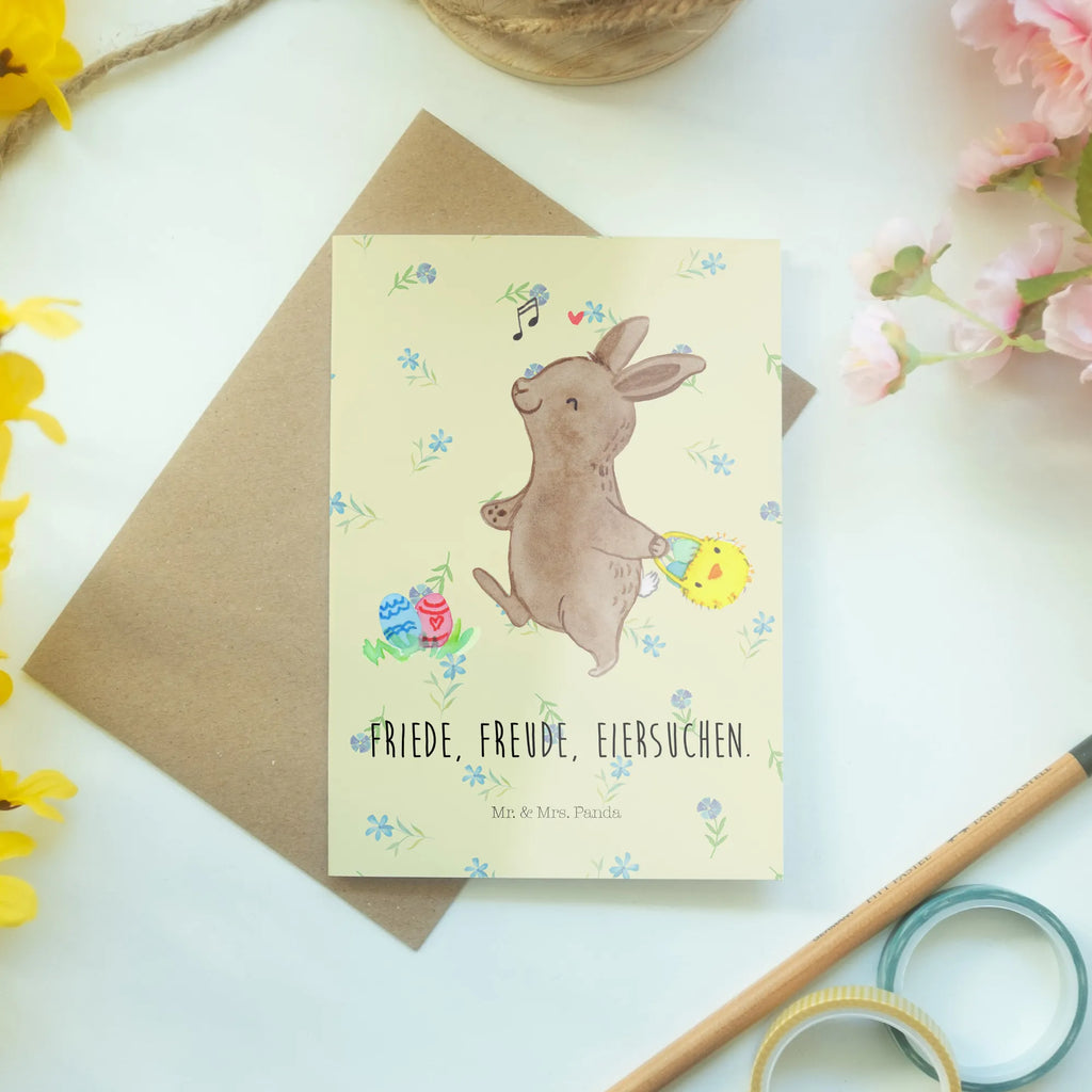 Greetings card Rabbits looking for eggs greeting card, folding card, invitation card, birthday card, wedding card, Easter, Easter bunny
