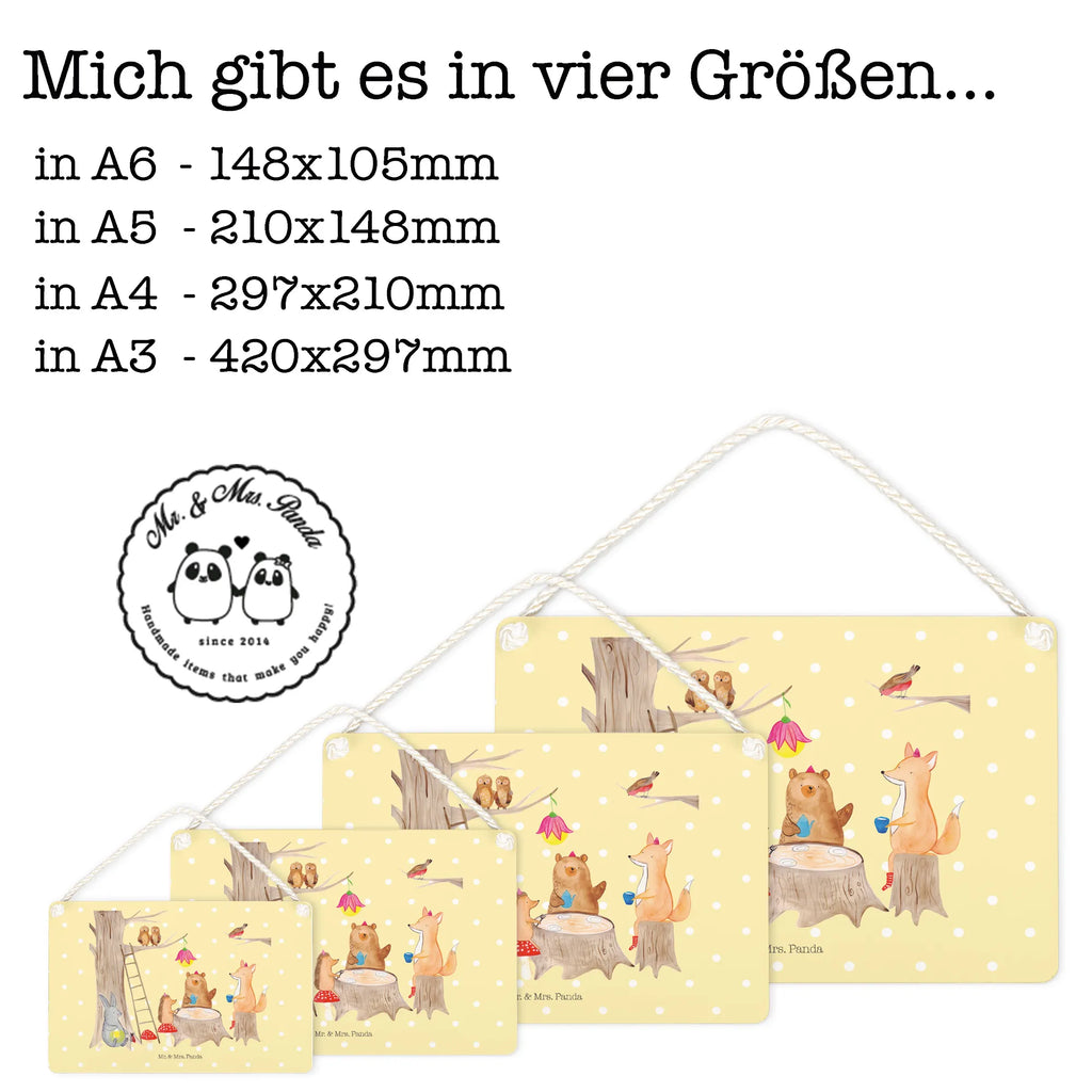 Decorative sign forest animals picnic small animals, cute, funny, cute animal motives, hand drawn, small world, funny sayings, good mood, happy, gifts, gift ideas, special gifts, animal lover, card, forest, forest animals, squirrel, hedgehog, picnic, fox, hare, mouse